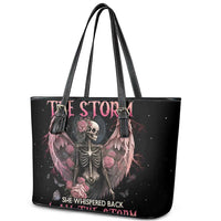 I Am The Storm Skeleton Roses Wings Leather Tote Bag Skull Art - Wonder Print Shop