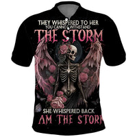 I Am The Storm Skeleton Roses Wings Polo Shirt Skull Art - Wonder Print Shop