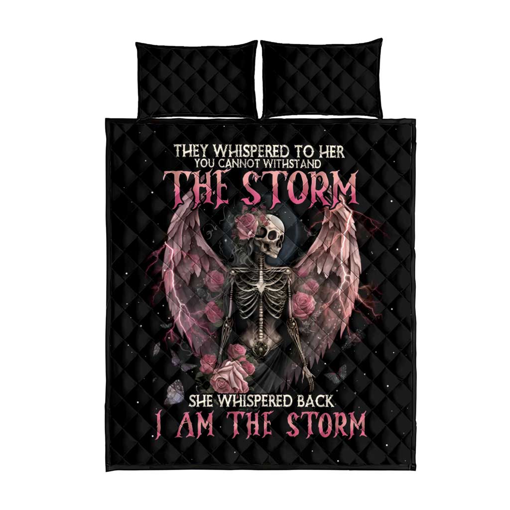 I Am The Storm Skeleton Roses Wings Quilt Bed Set Skull Art - Wonder Print Shop