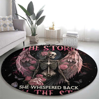 I Am The Storm Skeleton Roses Wings Round Carpet Skull Art