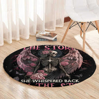 I Am The Storm Skeleton Roses Wings Round Carpet Skull Art