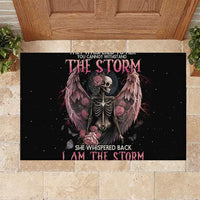 I Am The Storm Skeleton Roses Wings Rubber Doormat Skull Art - Wonder Print Shop
