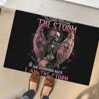 I Am The Storm Skeleton Roses Wings Rubber Doormat Skull Art - Wonder Print Shop
