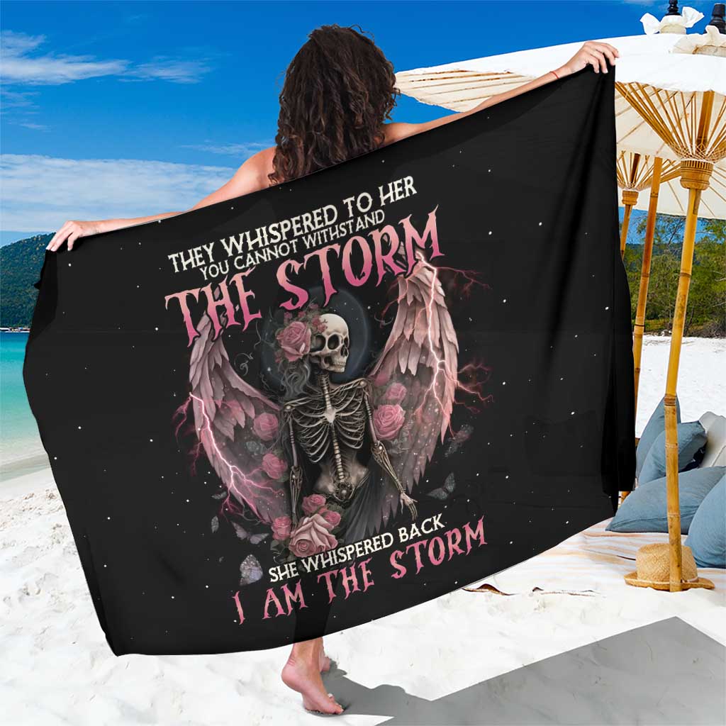I Am The Storm Skeleton Roses Wings Sarong Skull Art - Wonder Print Shop