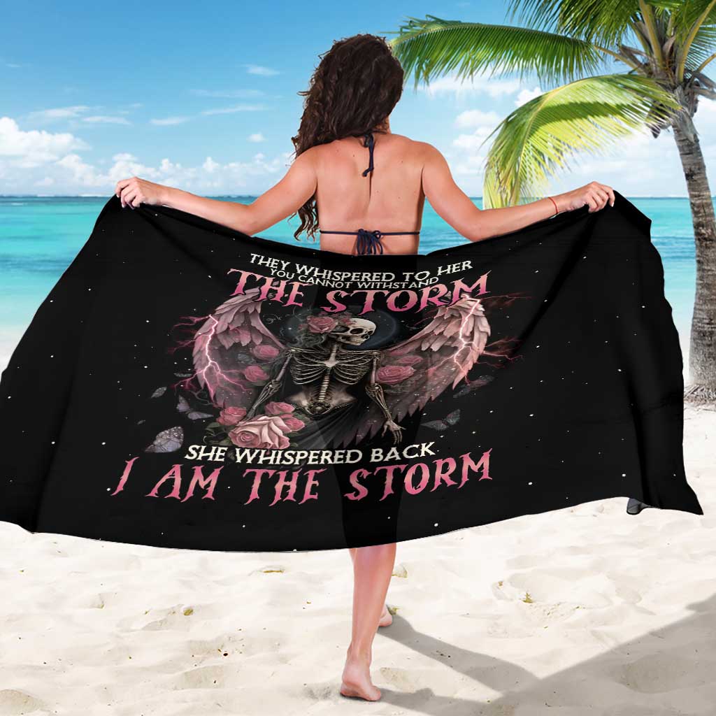 I Am The Storm Skeleton Roses Wings Sarong Skull Art - Wonder Print Shop