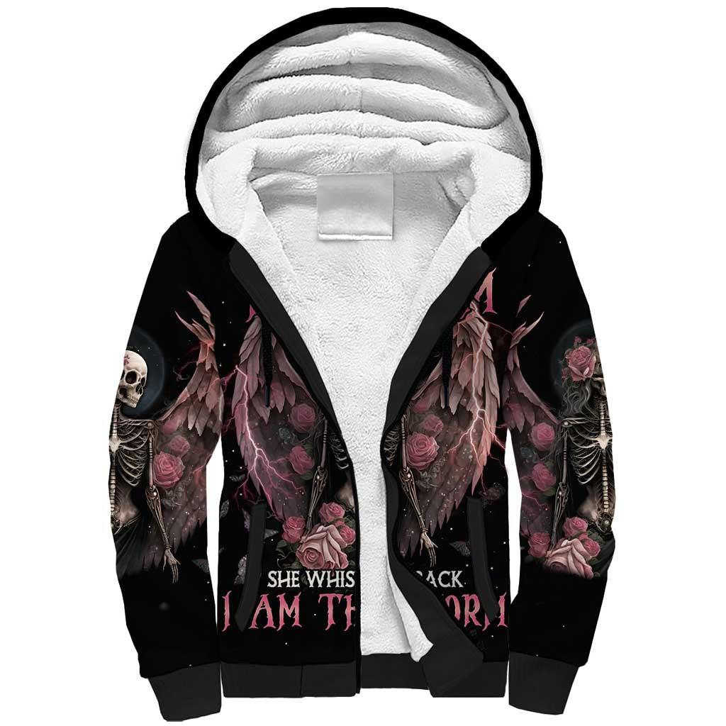 I Am The Storm Skeleton Roses Wings Sherpa Hoodie Skull Art - Wonder Print Shop