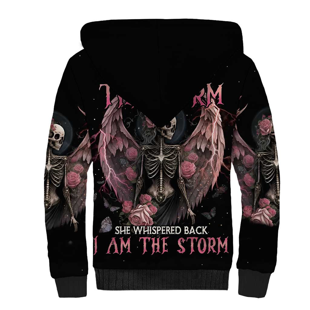 I Am The Storm Skeleton Roses Wings Sherpa Hoodie Skull Art - Wonder Print Shop