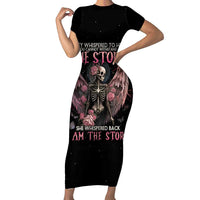 I Am The Storm Skeleton Roses Wings Short Sleeve Bodycon Dress Skull Art - Wonder Print Shop