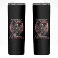 I Am The Storm Skeleton Roses Wings Skinny Tumbler Skull Art - Wonder Print Shop