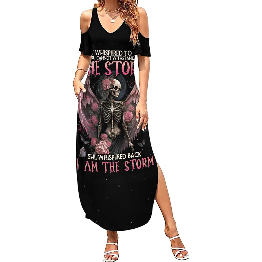 I Am The Storm Skeleton Roses Wings Summer Maxi Dress Skull Art - Wonder Print Shop