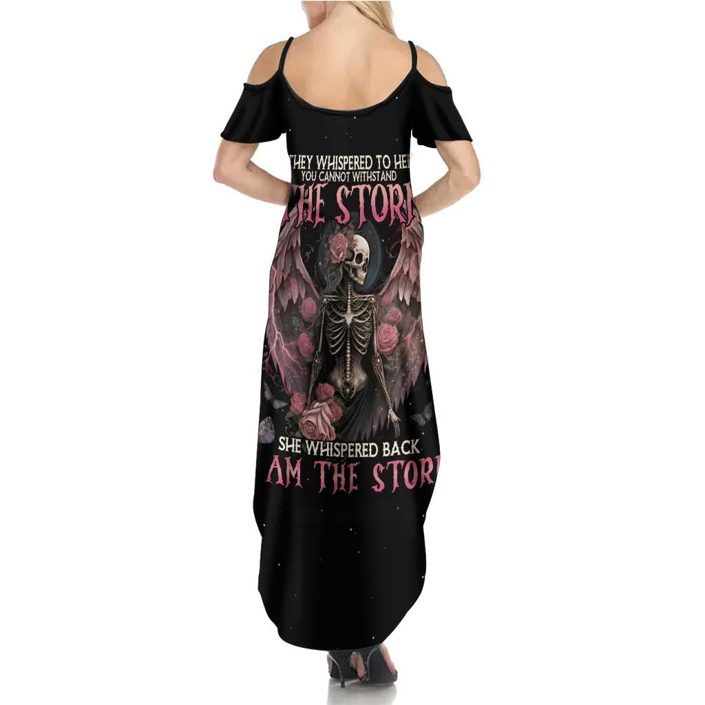 I Am The Storm Skeleton Roses Wings Summer Maxi Dress Skull Art - Wonder Print Shop