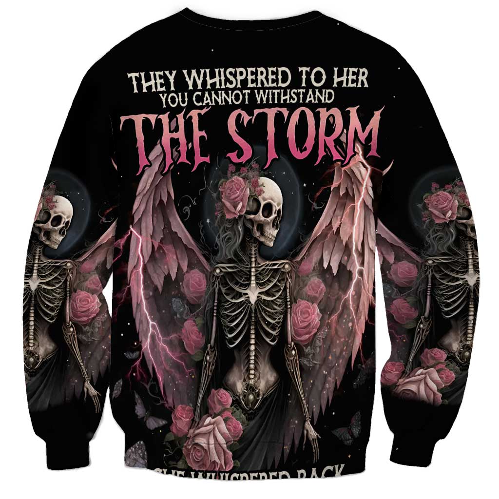 I Am The Storm Skeleton Roses Wings Sweatshirt Skull Art - Wonder Print Shop