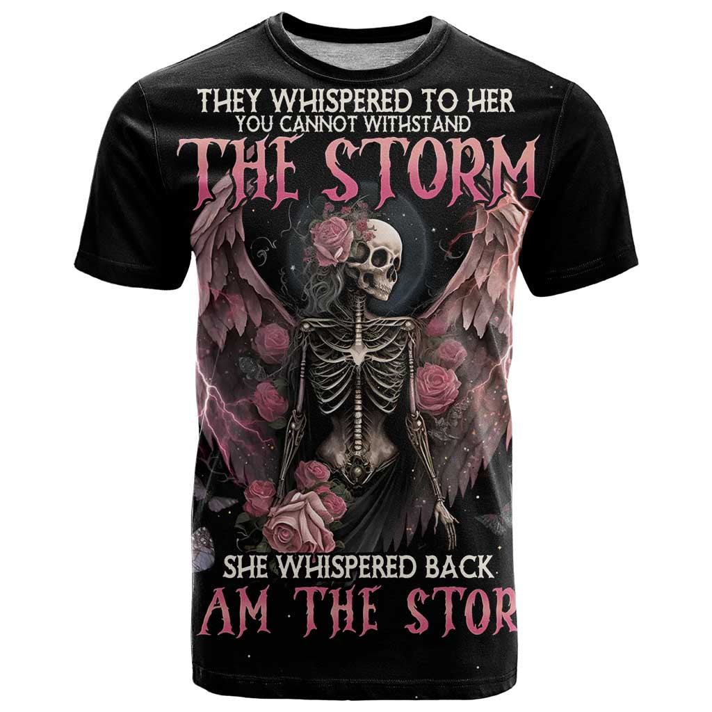 I Am The Storm Skeleton Roses Wings T Shirt Skull Art - Wonder Print Shop