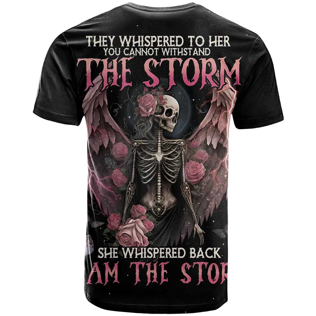 I Am The Storm Skeleton Roses Wings T Shirt Skull Art - Wonder Print Shop
