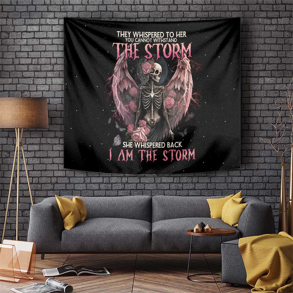 I Am The Storm Skeleton Roses Wings Tapestry Skull Art - Wonder Print Shop