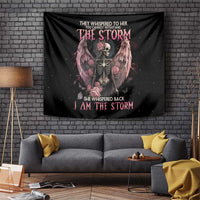 I Am The Storm Skeleton Roses Wings Tapestry Skull Art - Wonder Print Shop