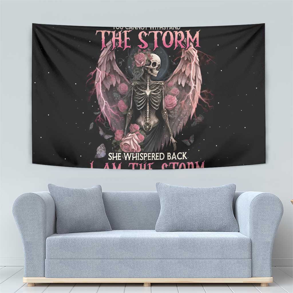 I Am The Storm Skeleton Roses Wings Tapestry Skull Art - Wonder Print Shop