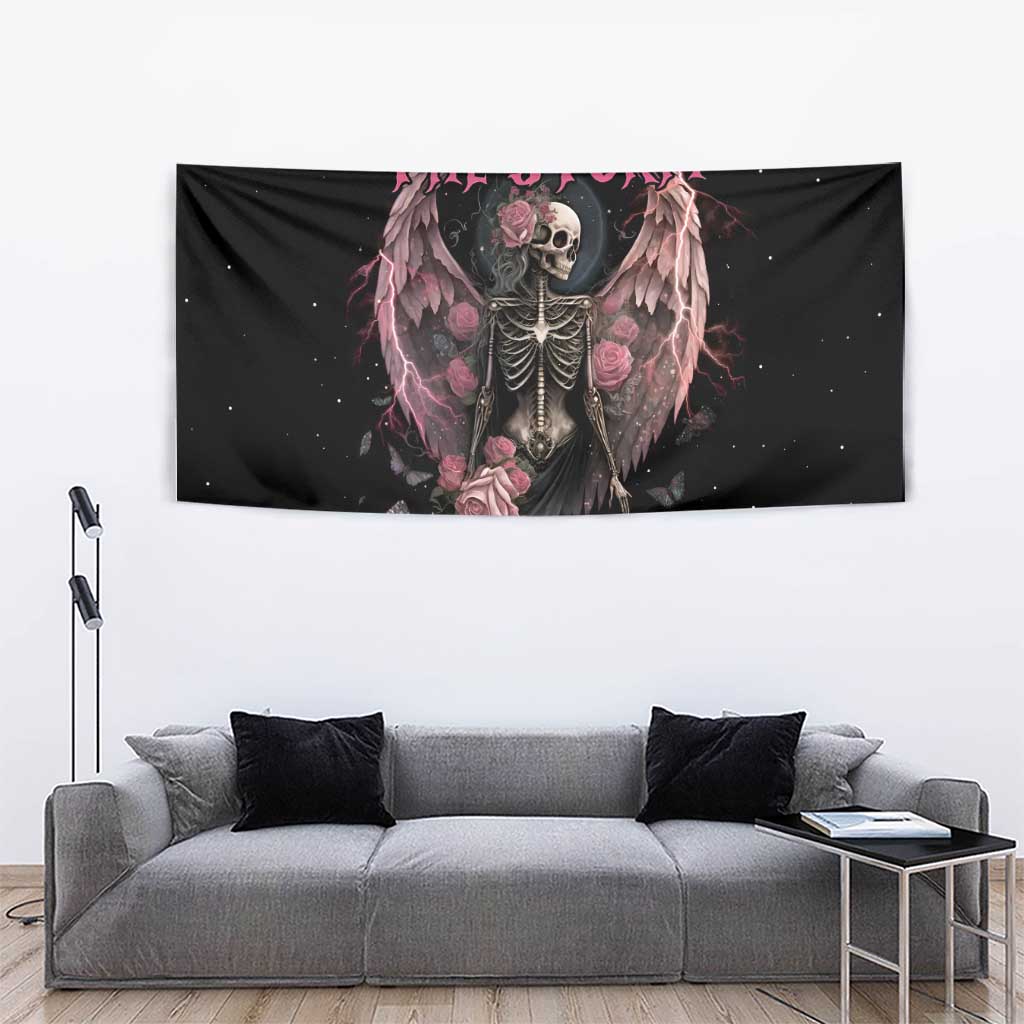 I Am The Storm Skeleton Roses Wings Tapestry Skull Art - Wonder Print Shop