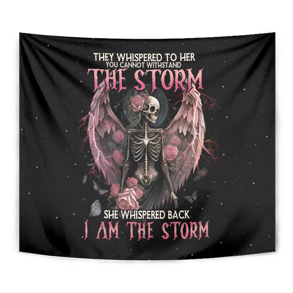 I Am The Storm Skeleton Roses Wings Tapestry Skull Art - Wonder Print Shop