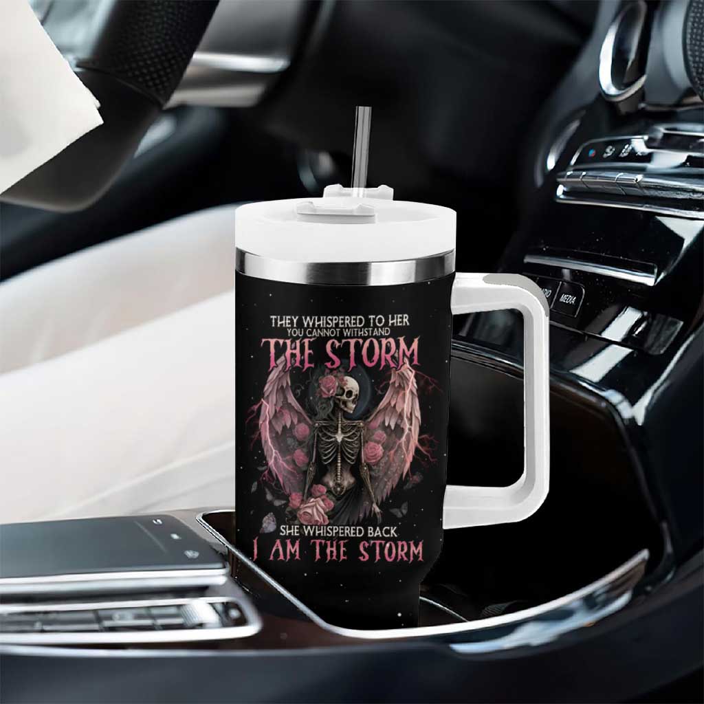 I Am The Storm Skeleton Roses Wings Tumbler With Handle Skull Art - Wonder Print Shop