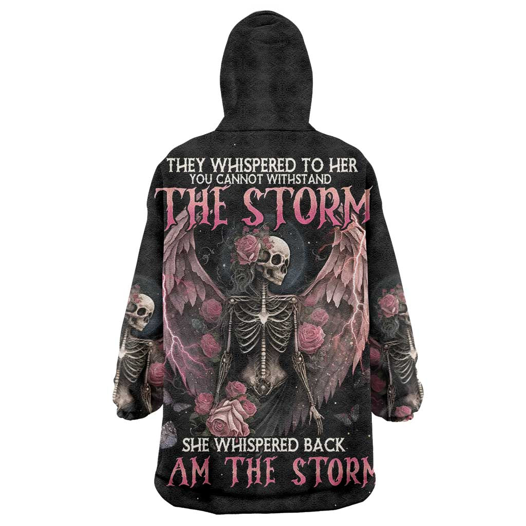 I Am The Storm Skeleton Roses Wings Wearable Blanket Hoodie Skull Art - Wonder Print Shop