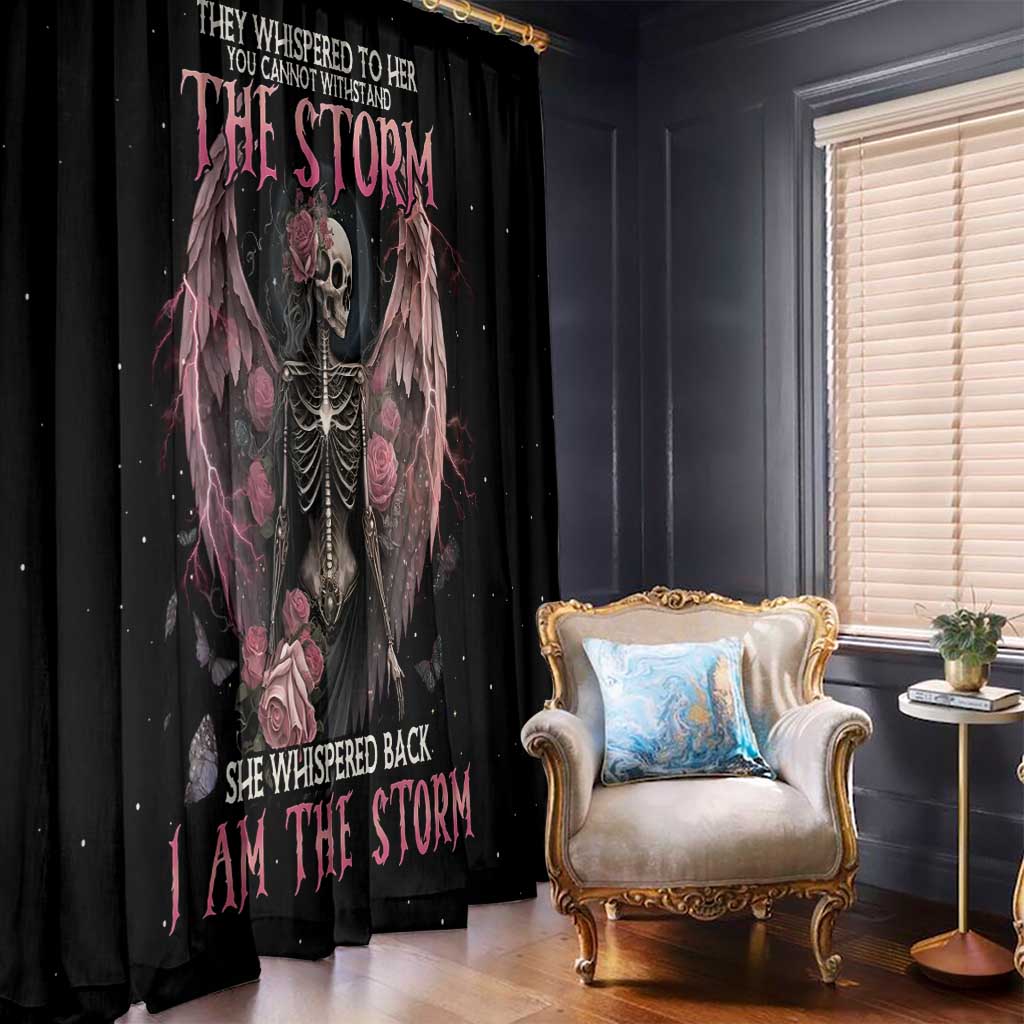 I Am The Storm Skeleton Roses Wings Window Curtain Skull Art - Wonder Print Shop