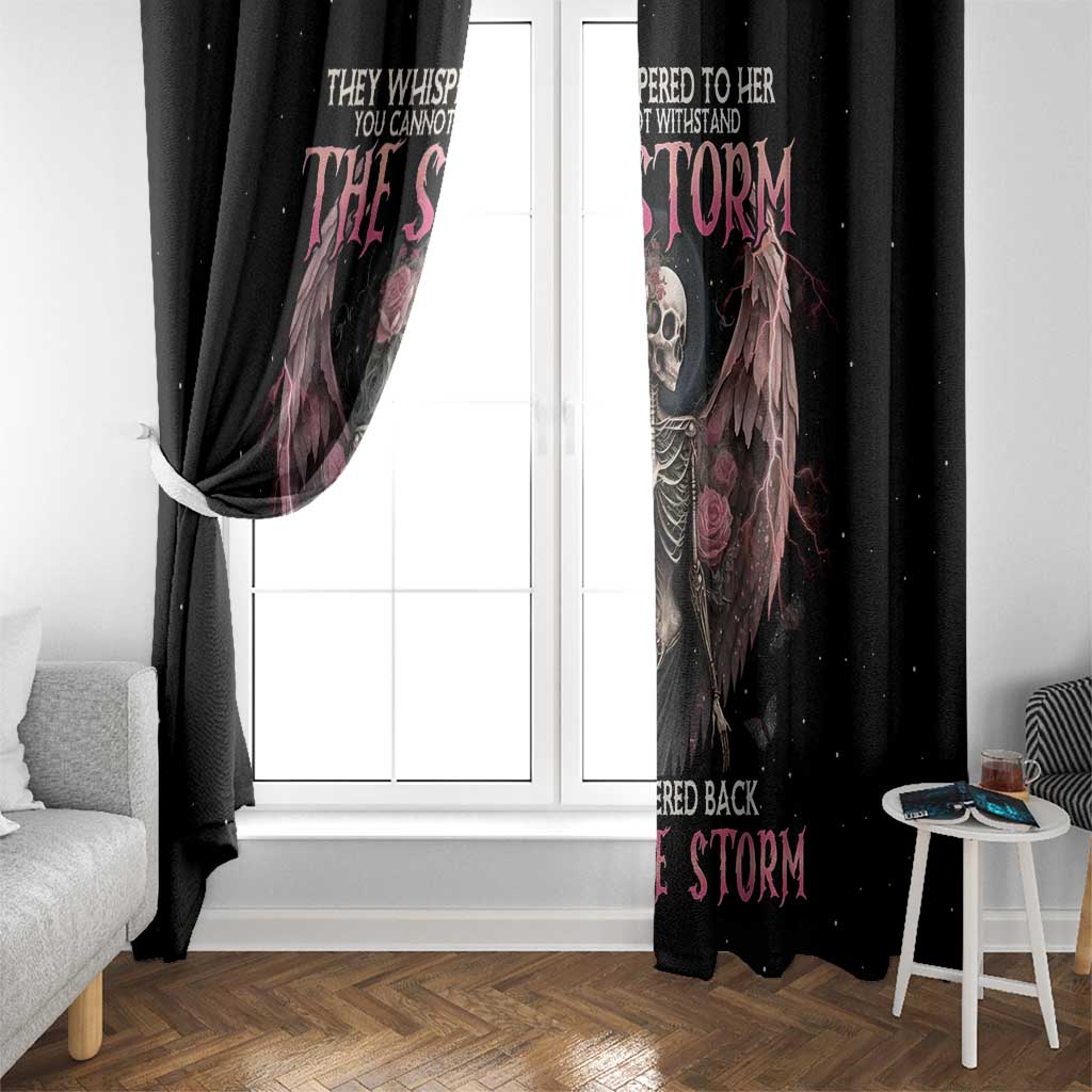 I Am The Storm Skeleton Roses Wings Window Curtain Skull Art - Wonder Print Shop
