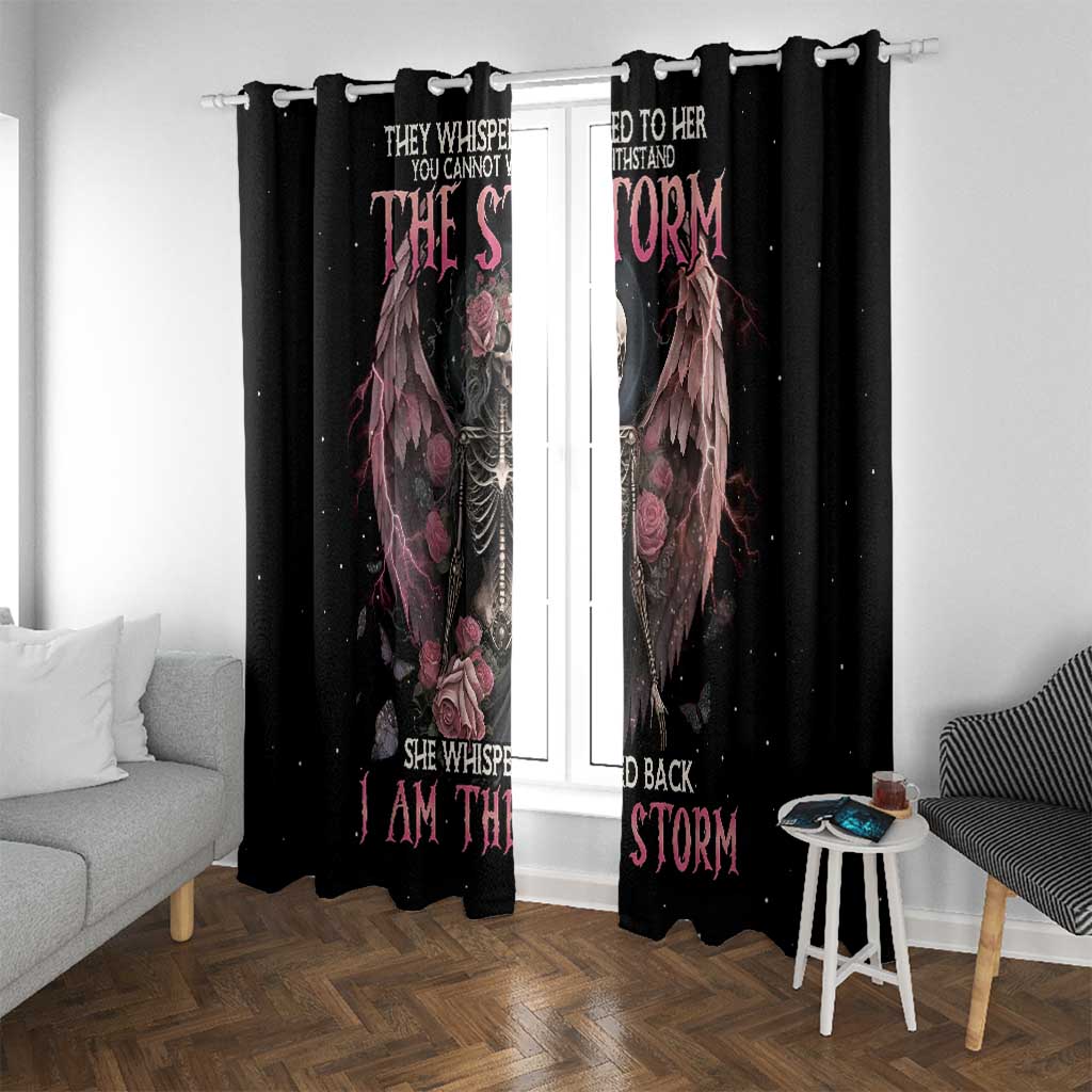 I Am The Storm Skeleton Roses Wings Window Curtain Skull Art - Wonder Print Shop