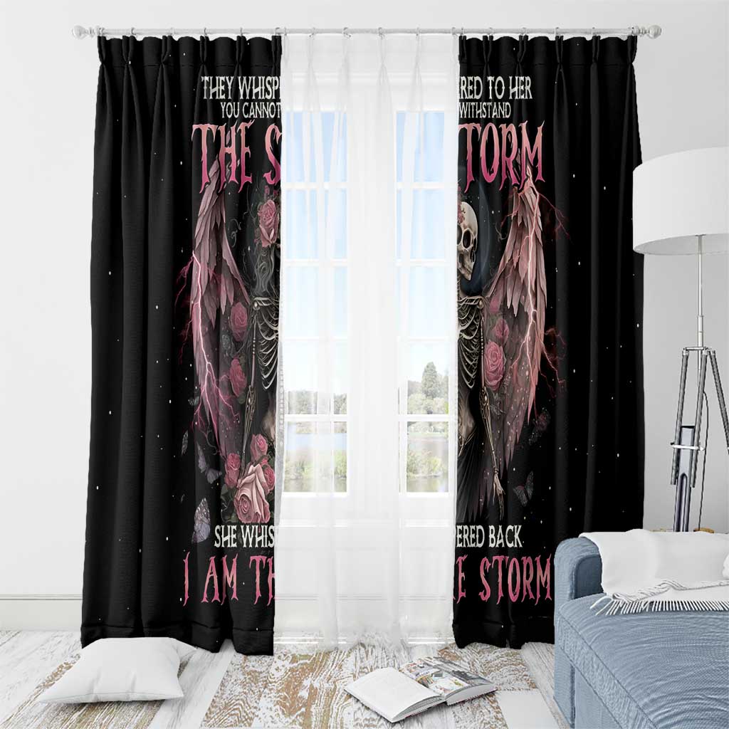 I Am The Storm Skeleton Roses Wings Window Curtain Skull Art - Wonder Print Shop