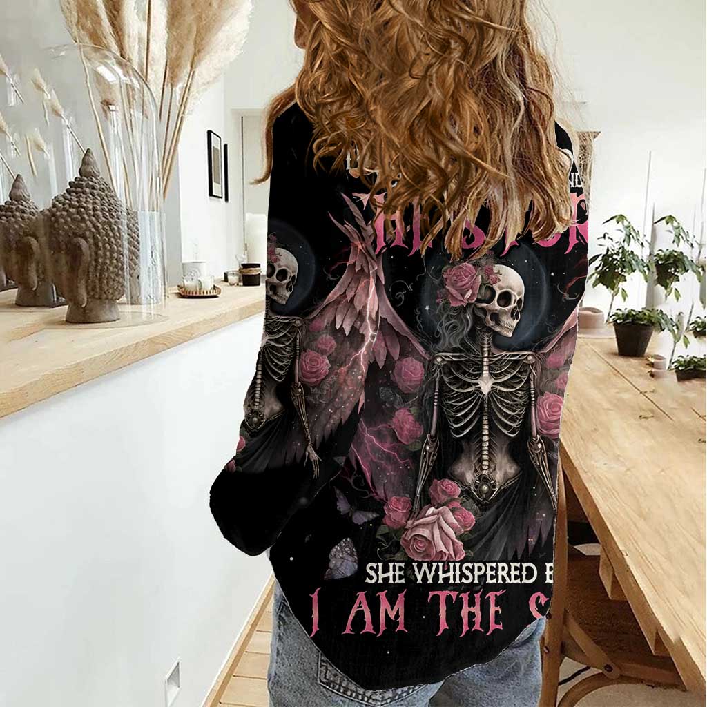I Am The Storm Skeleton Roses Wings Women Casual Shirt Skull Art - Wonder Print Shop