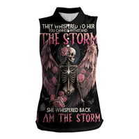 I Am The Storm Skeleton Roses Wings Women Sleeveless Polo Shirt Skull Art - Wonder Print Shop