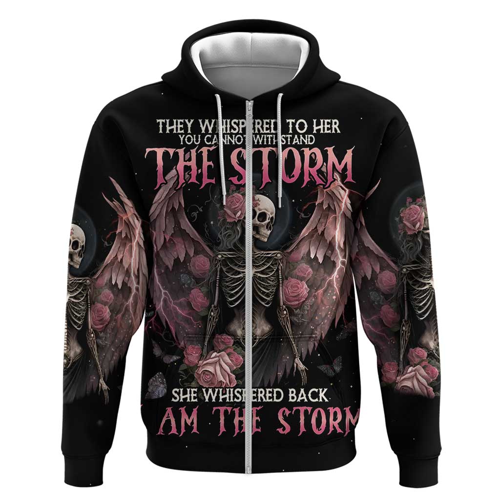 I Am The Storm Skeleton Roses Wings Zip Hoodie Skull Art - Wonder Print Shop