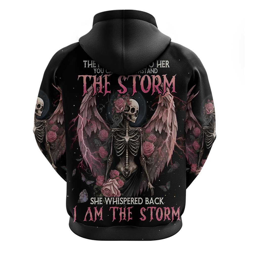 I Am The Storm Skeleton Roses Wings Zip Hoodie Skull Art - Wonder Print Shop