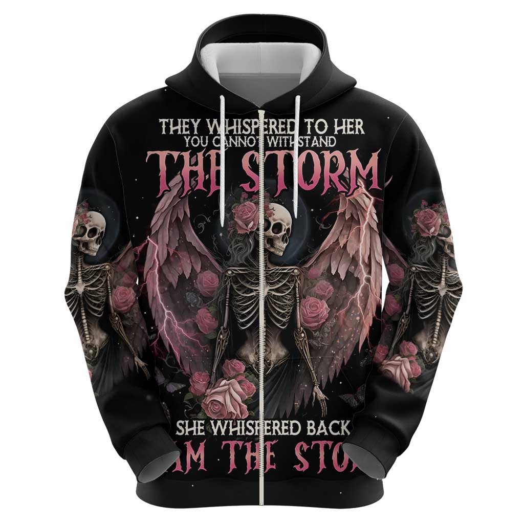 I Am The Storm Skeleton Roses Wings Zip Hoodie Skull Art - Wonder Print Shop