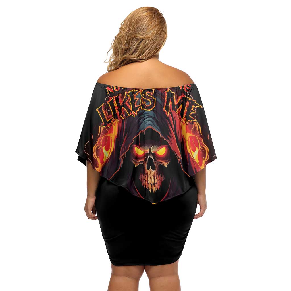 Not Everyone Likes Me Skull Reaper Family Matching Off Shoulder Short Dress and Hawaiian Shirt - Wonder Print Shop