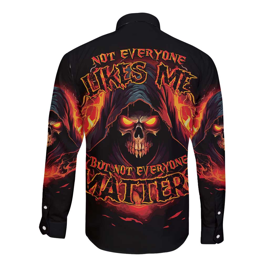 Not Everyone Likes Me Skull Reaper Long Sleeve Button Shirt - Wonder Print Shop
