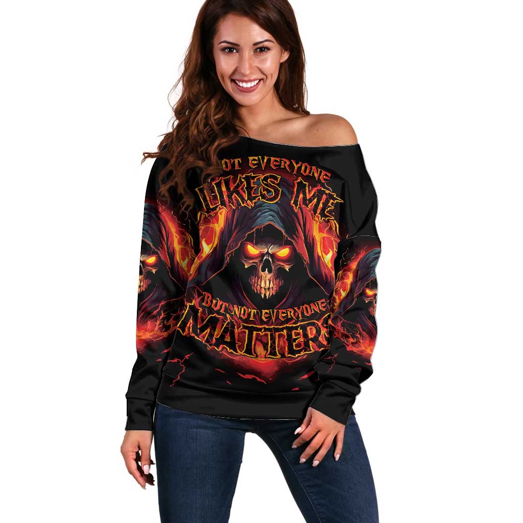 Not Everyone Likes Me Skull Reaper Off Shoulder Sweater - Wonder Print Shop