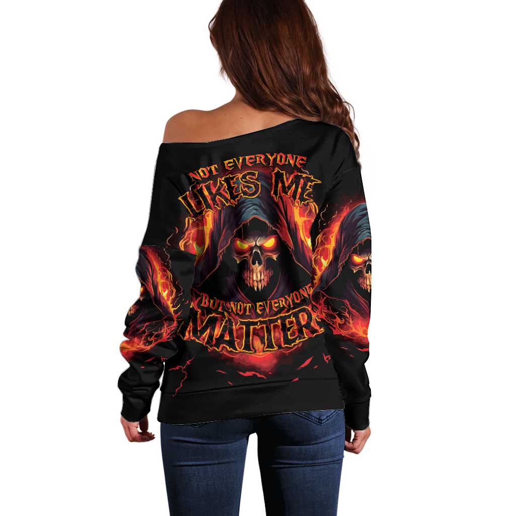 Not Everyone Likes Me Skull Reaper Off Shoulder Sweater - Wonder Print Shop