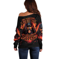 Not Everyone Likes Me Skull Reaper Off Shoulder Sweater - Wonder Print Shop
