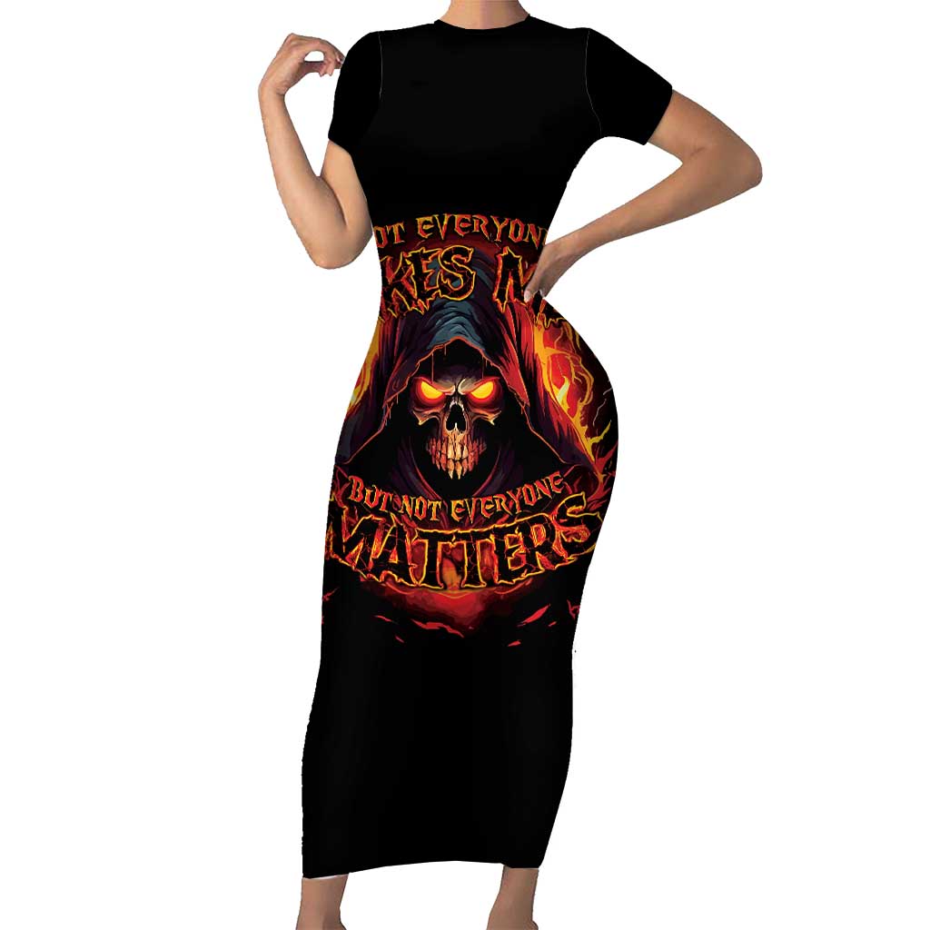 Not Everyone Likes Me Skull Reaper Short Sleeve Bodycon Dress - Wonder Print Shop