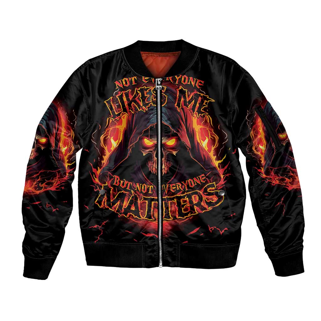 Not Everyone Likes Me Skull Reaper Sleeve Zip Bomber Jacket - Wonder Print Shop