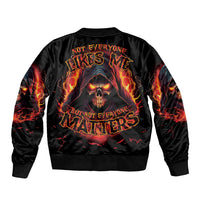 Not Everyone Likes Me Skull Reaper Sleeve Zip Bomber Jacket - Wonder Print Shop