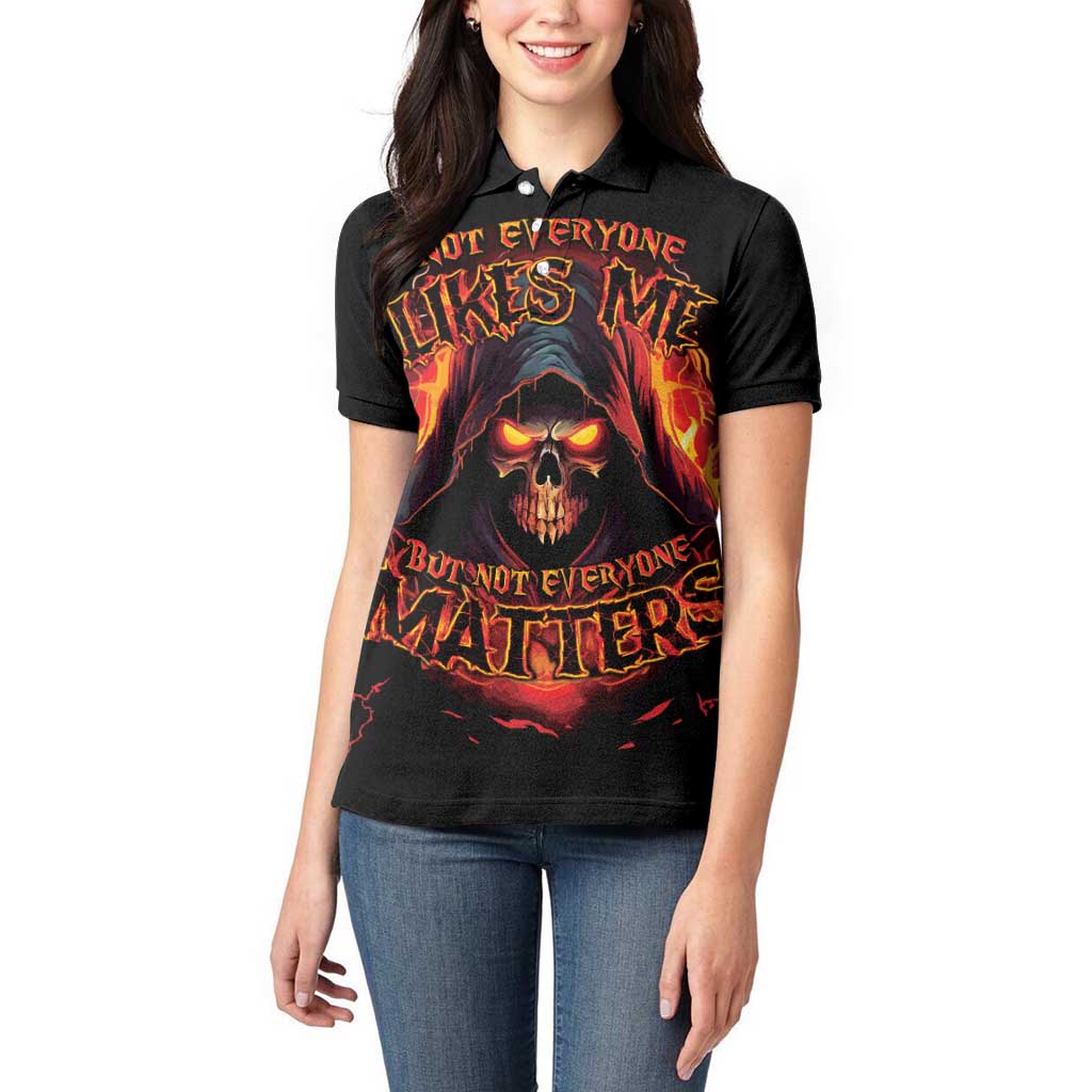 Not Everyone Likes Me Skull Reaper Women Polo Shirt - Wonder Print Shop