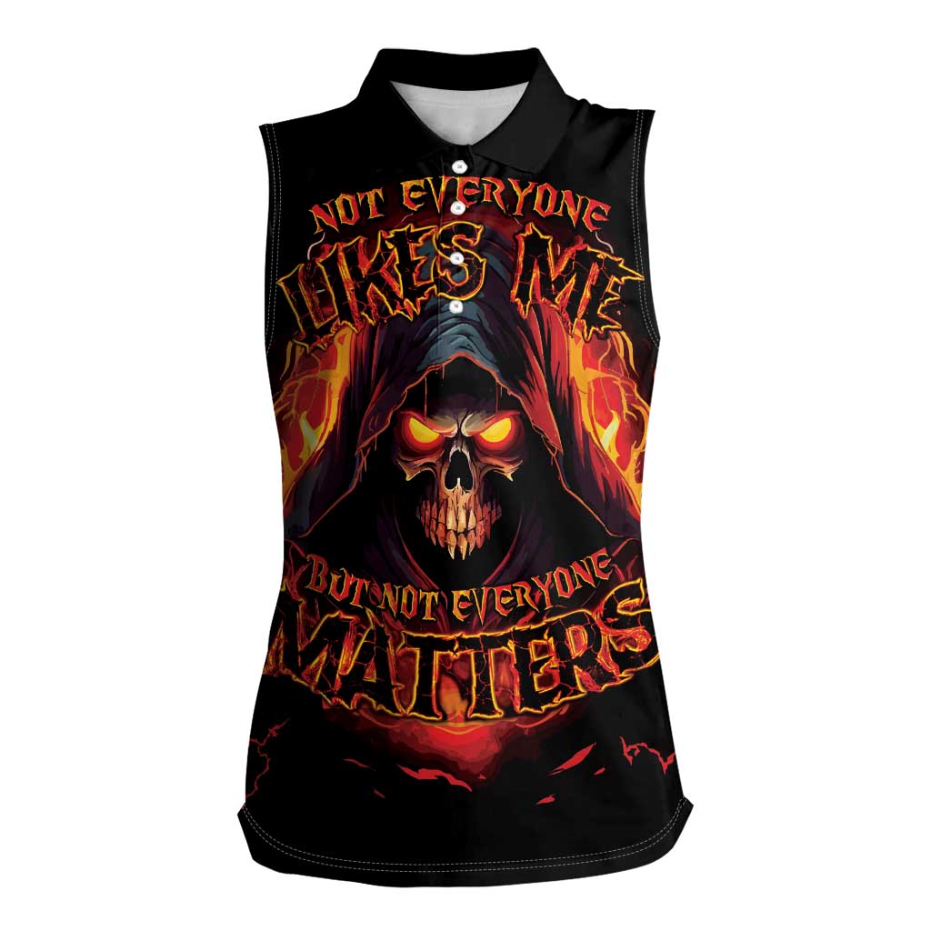 Not Everyone Likes Me Skull Reaper Women Sleeveless Polo Shirt - Wonder Print Shop
