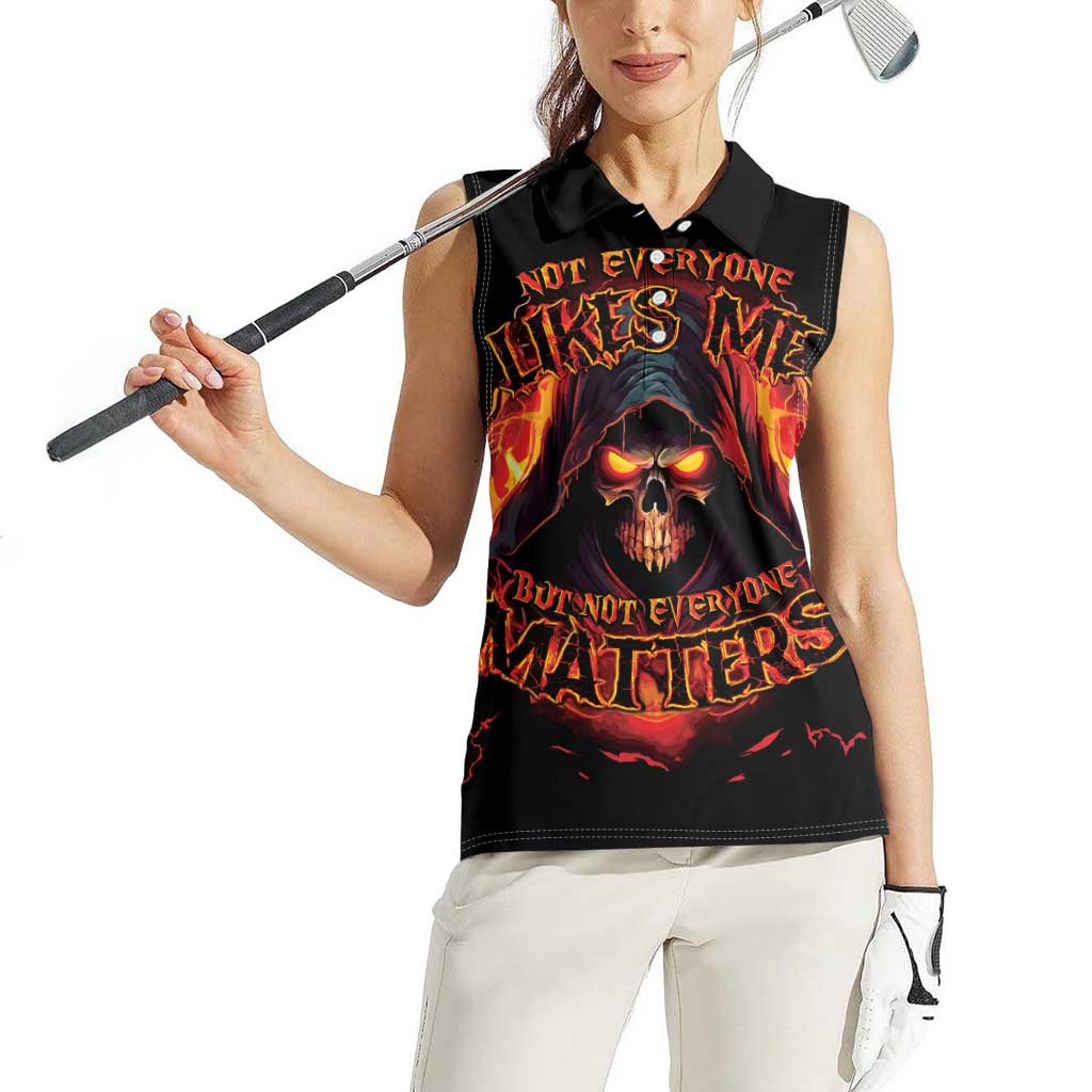 Not Everyone Likes Me Skull Reaper Women Sleeveless Polo Shirt - Wonder Print Shop