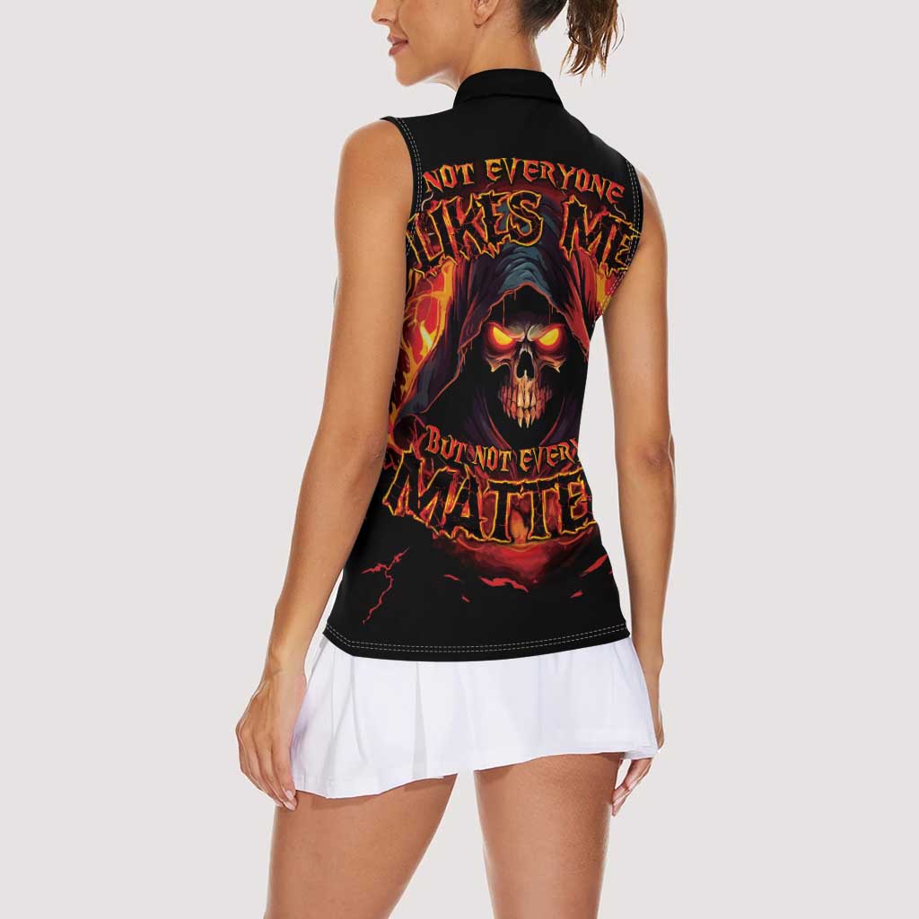 Not Everyone Likes Me Skull Reaper Women Sleeveless Polo Shirt - Wonder Print Shop