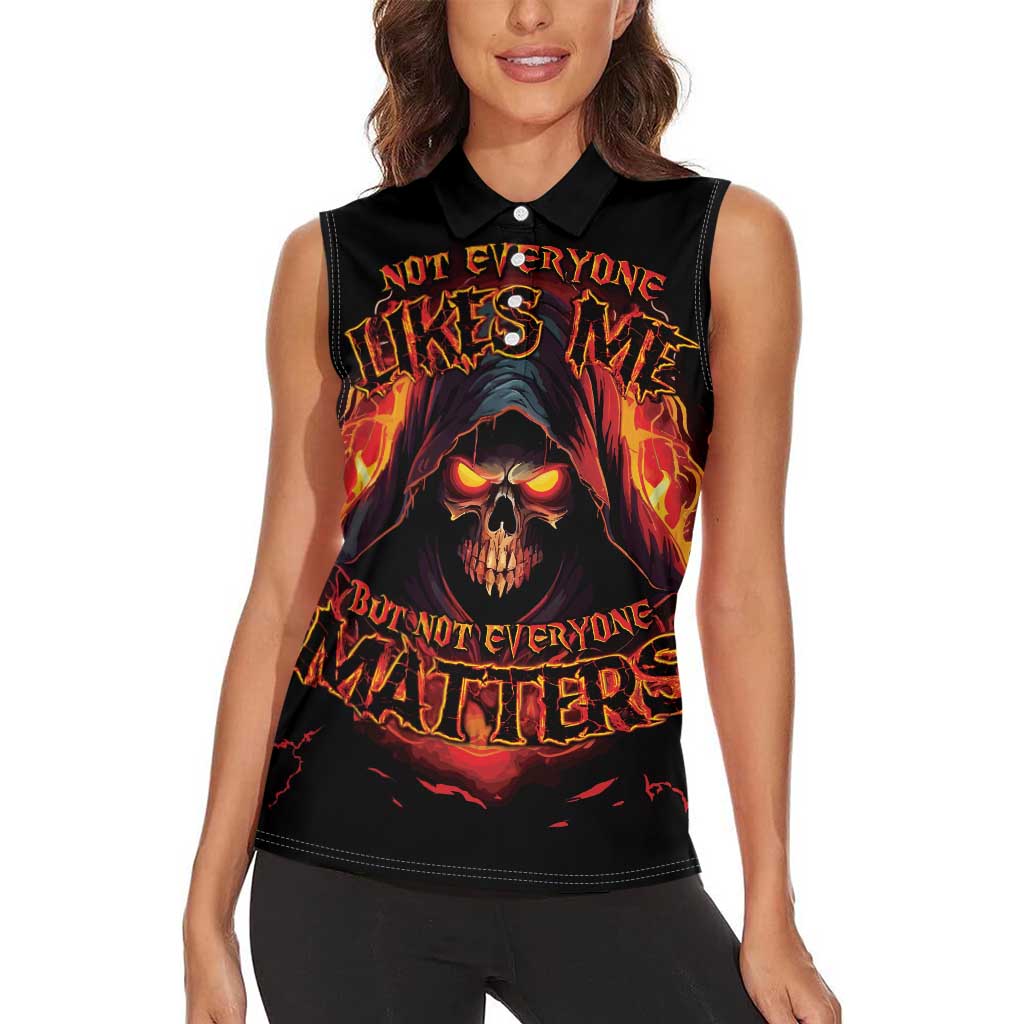 Not Everyone Likes Me Skull Reaper Women Sleeveless Polo Shirt - Wonder Print Shop