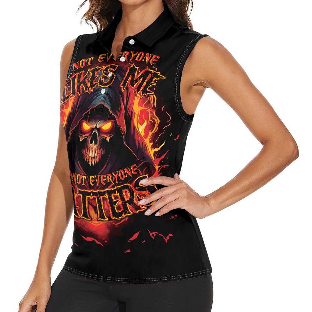 Not Everyone Likes Me Skull Reaper Women Sleeveless Polo Shirt - Wonder Print Shop