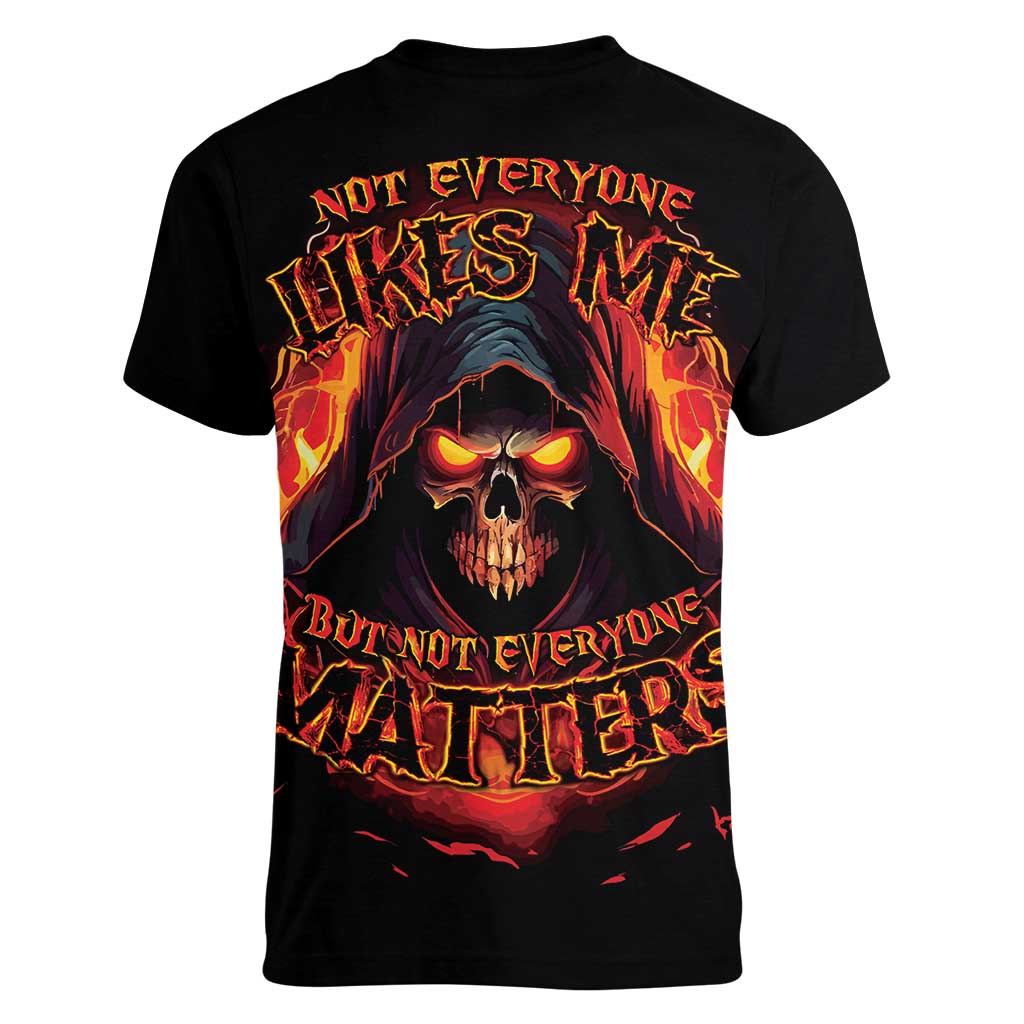 Not Everyone Likes Me Skull Reaper Women V-Neck T-Shirt - Wonder Print Shop