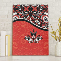 Canada Day Canvas Wall Art Haida Maple Leaf Style Tattoo Red